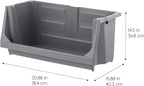 IRIS USA Open Front Storage Bins, Jumbo, Heavy Duty Garage Storage, Stackable Storage Bins, Tools Hardware Hose Household Product Sporting Goods, Wide Open Front, Interlocked Secure Stacking, Gray