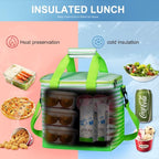 Iknoe Large Cooler Bag Collapsible 24 Can Insulated Bags Leakproof Lunch Cooler Tote with Multi-Pockets for Adult Insulated Thermal Bag for Beach, Picnic, Office Work(Green Stripe)