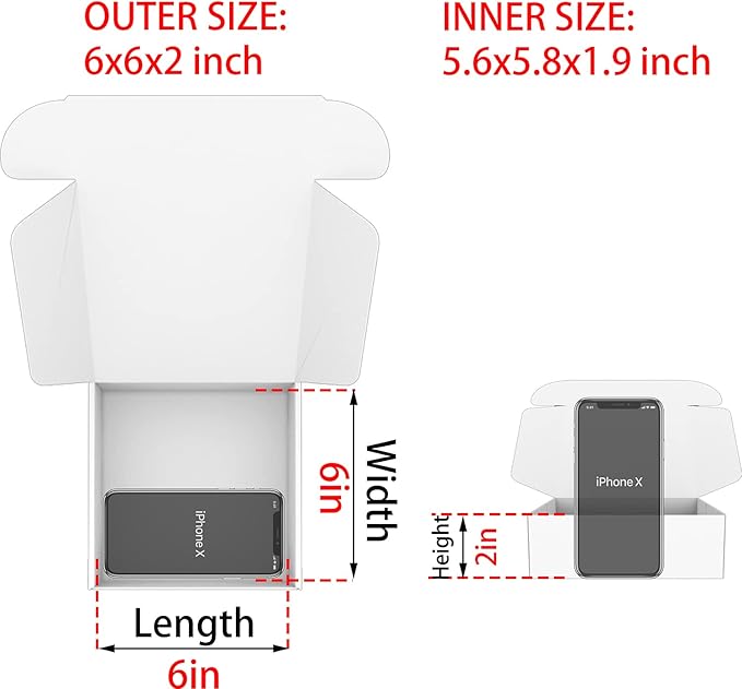 Small White Shipping Boxes for Small Business Pack of 25-6x6x2 inches Cardboard Corrugated Mailer Boxes for Shipping Packaging Craft Gifts Giving Products