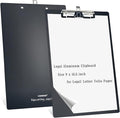 Legal Aluminum Clipboard Metal w/Stainless Hangable Pen Holder Writing Low Profile Large Clip Board 9" x 15.5" Message Tabletop for Lawers Office Business Workshop Factory Supplies (Black, Legal)