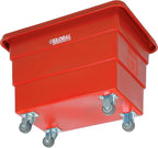 Global Industrial 6 Bushel Plastic Bulk Box Truck, Direct Mount Base, 500 lbs. Capacity, 3" Non-Maring Rubber Casters, Red, 33-2/5"L x 23" W x 24-1/2"H