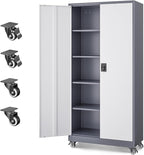 Letaya Metal Garage Storage Cabinets with Lock Door and Adjustable Shelves, Steel Tool Cabinets for Home,Office,Warehouse Organisieren (Grey White, 75" H)