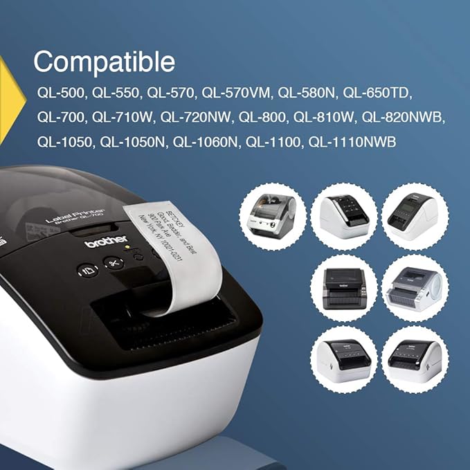 BETCKEY - Compatible Address Labels Replacement for Brother DK-1201 (1-1/7" x 3-1/2"), Use with Brother QL Label Printers [20 Rolls/8000 Labels]