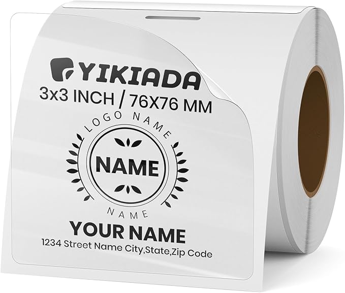 Clear Thermal Labels Vinyl 3 × 3 Inch Self-Adhesive Rectangle Stickers Roll Waterproof Printer Direct Decals Package Seal for QR Code Envelope Office Retail Home 200 PCS