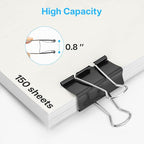 OWLKELA 1.6 Inch (50 Pack) Large Binder Clips, Black Paper Clamps for Office, School, and Home Supplies