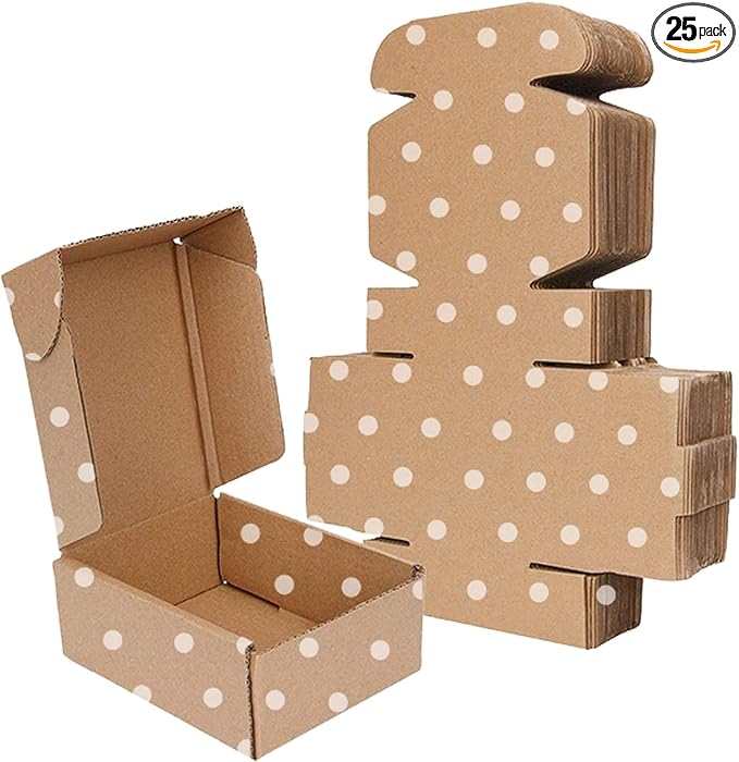 Green Recyclable Cardboard Small Gift Mailer Boxes for Shipping Packaging Craft Gifts Giving Products (Brown, 4 x 4 x 2 Inch)