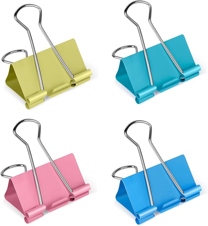 Ufmarine Large Binder Clips 1.6 inch Length, Colorful, for Office (24 Pcs)