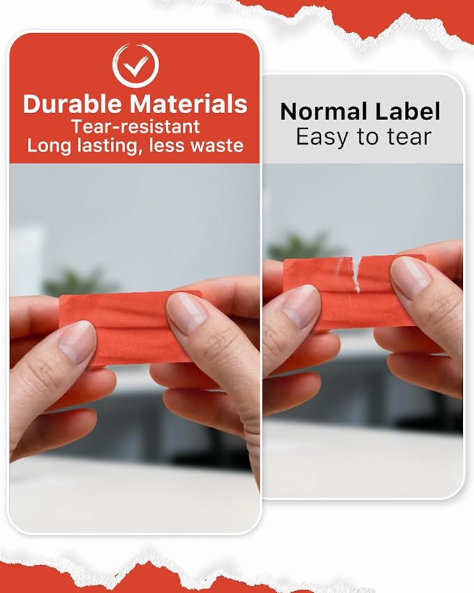iEager 2x1 Inch Thermal Labels, Red Rectangle Thermal Printer Stickers, Durable Shipping Label Printer Sticker for Barcode, Name, Address, 1000 Labels/Roll