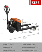 Electric Pallet Jack Truck 4400lbs Capacity - 48V 1000W 20Ah Powered Pallet Jack Truck Lithium Battery (Orange)
