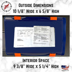 Florida, Document Holder for Vehicle Visor. Perfect for Insurance & Registration. Royal Blue Back, Orange Stretch Band, Orange Buckle, Made in USA