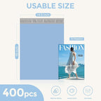 Metronic Poly Mailers 14.5x19 400pcs, Large Shipping Bags for Clothes Bulk, Self-Seal Mailers Poly Bags Shipping Envelopes for Small Business, Waterproof Packaging Mailing Bags, Light Blue