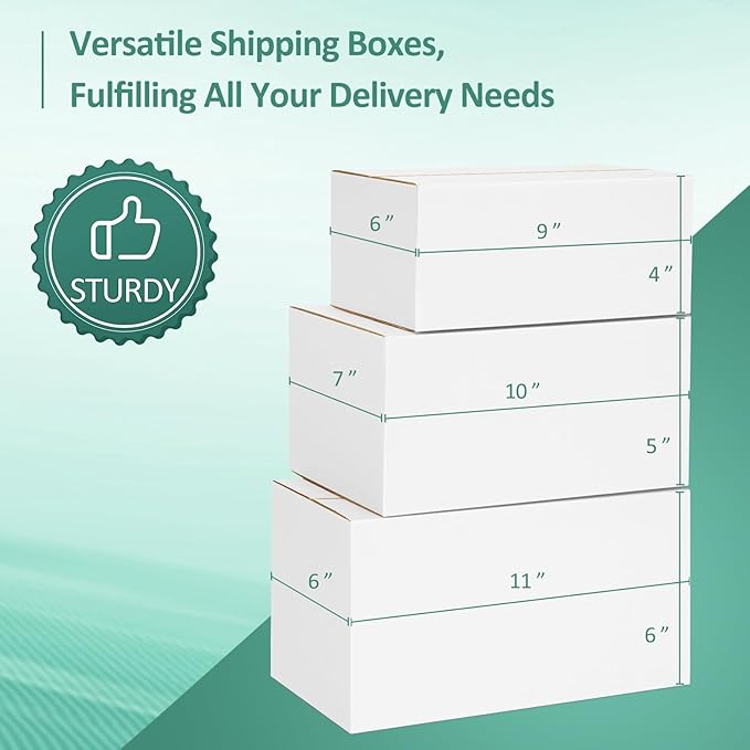 Eupako 30 Pack Small Shipping Boxes Assorted Sizes, White Corrugated Box Mailers, 9x6x4 & 10x7x5 & 11x6x6, 10 PCS Each, Cardboard Boxes for Packaging Small Business, Mailing