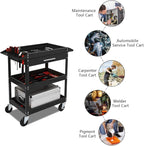 TUFFIOM 3 Tier Rolling Tool Cart with Drawer, Tool Service Cart on Wheels w/2 Brake, 330 LBS Capacity Industrial Heavy Duty Utility Cart, Tool Organizer for Mechanic, Garage, Warehouse & Repair Shop