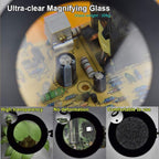 NOEVSBIG Magnifying Glass Desk Lamp with 3-Section Swing Arm and Big Clamp, Magnifying Glass with Light and Stand, 10X Wide Desk Magnifier Light for Reading/Office/Crafting/Close Work