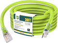 EP 30 Ft Lighted Outdoor Extension Cord - 10/3 SJTW Heavy Duty Green Extension Cable with 3 Prong Grounded Plug for Safety, UL Listed