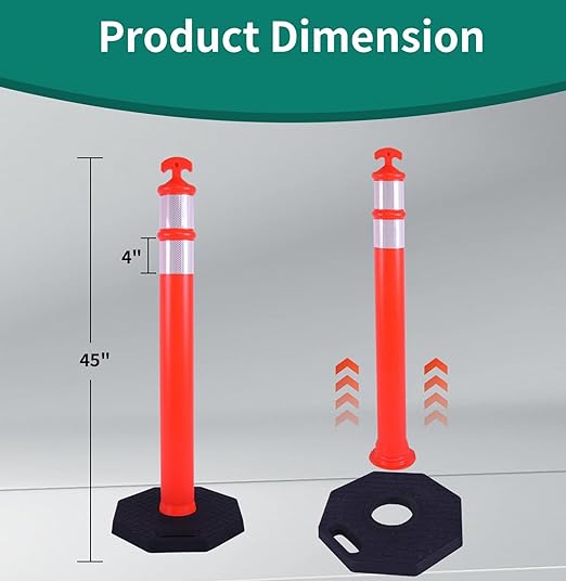 3PACK BESEA Traffic Delineator Cone 45”High Orange Traffic Safety Delineator Cones with Heavy Duty Rubber Base for Construction Site, Road Parking, People Control in Public(3PACK)