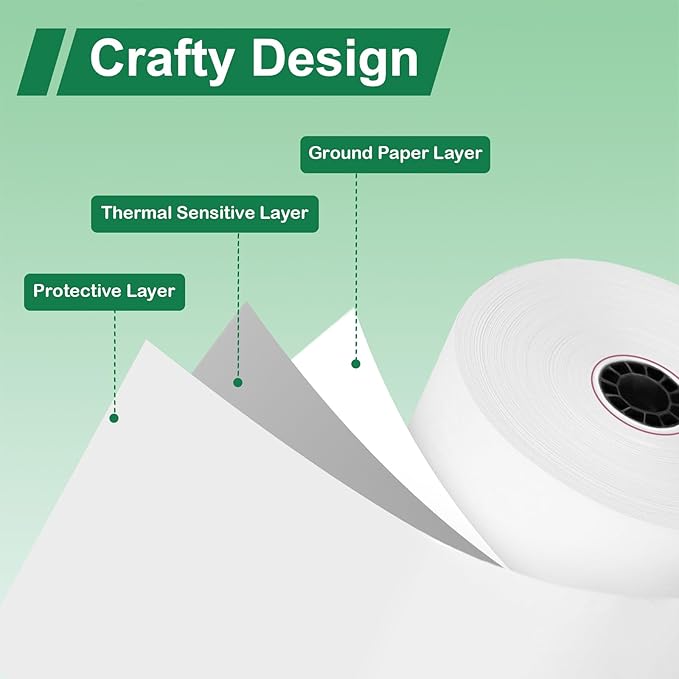Phenol-Free 3 1/8 x 230 Thermal Paper Receipt Rolls, Thermal Printer Paper 50 Rolls, Pony Packaging BPA Free for Clover POS Cash Register Printers