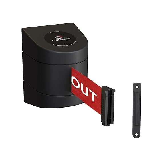 Crowd Control Warehouse - CCW Series WMB-220 Fixed Wall Mount Retractable Belt Barrier - 15 Foot, Red"Danger - Keep Out" White Letters Belt with Black ABS Case