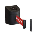 Crowd Control Warehouse - CCW Series WMB-220 Fixed Wall Mount Retractable Belt Barrier - 15 Foot, Red"Danger - Keep Out" White Letters Belt with Black ABS Case