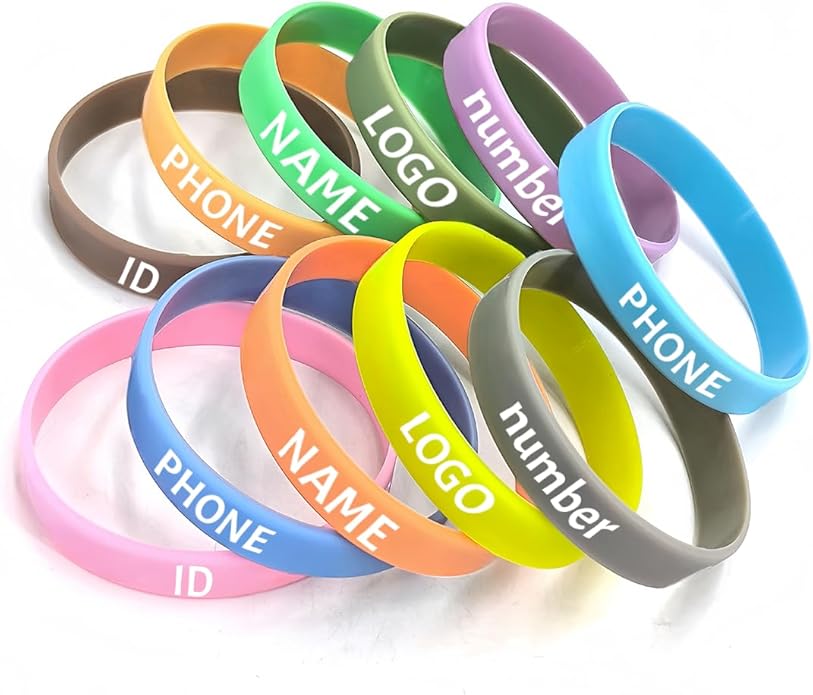 Custom Silicone Wristbands Bulk, Personalize with Text, Logo & Icons, 30/100/500/1000PCS, Rubber Bracelets for Events, Fundraisers, Gifts & Awareness, 100% Soft Silicone, Multiple Sizes & Colors