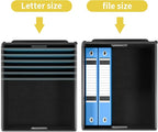 Huolewa File Organizer Box with Lid, Collapsible File Folder Organizer for Office Document Storage, Filing Box with Plastic Slide for Letter Size Hanging Files(1 Pack, Yellow)