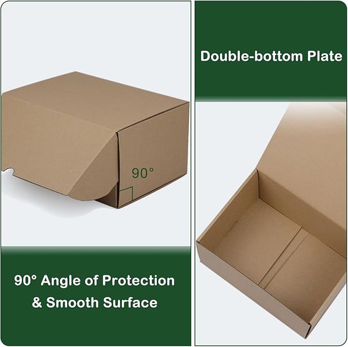 10x7x5 Inches Shipping Boxes Set of 20, Brown Corrugated Cardboard Box Literature Mailer for Packing Small Business