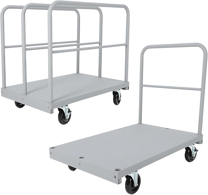 2 in 1 Steel Panel Truck Cart, 36x24 inch Flatbed with 2200 LBS Capacity, Heavy Duty Drywall Dolly with 3 Removable Side Handrails & 360 Swivel Wheels, Industrial Grade Platform Truck