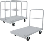 2 in 1 Steel Panel Truck Cart, 36x24 inch Flatbed with 2200 LBS Capacity, Heavy Duty Drywall Dolly with 3 Removable Side Handrails & 360 Swivel Wheels, Industrial Grade Platform Truck