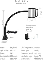 Work Desk Light, Machine Work Light, LED Flexible Gooseneck Light 700 Lumens IP66 Water and Dust Resistant 110-240 Volt Universal Fixed Base Work Light for Machine Tool and Lathe Industrial Lighting