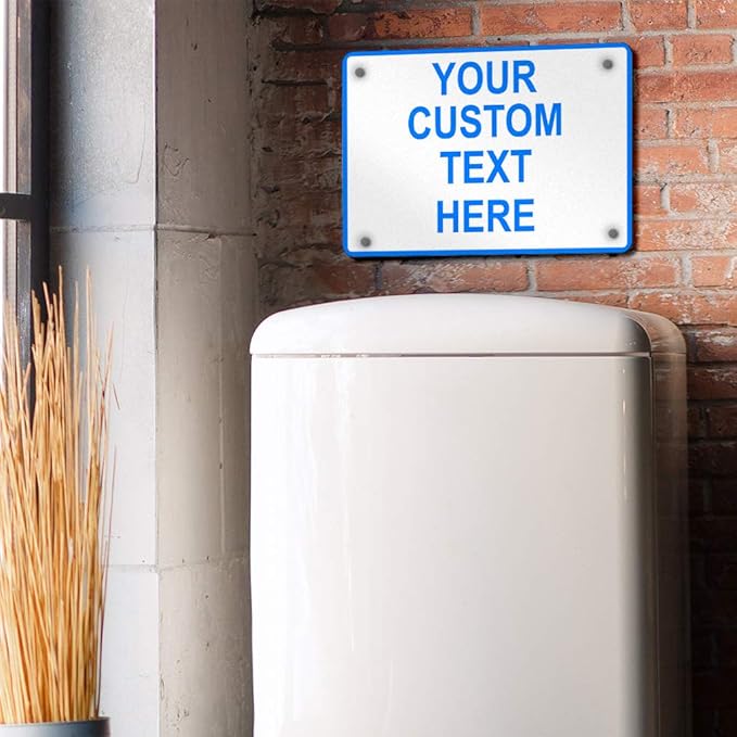 Aluminum Weatherproof Metal Sign Multiple Sizes Custom Personalized Text Here White Blue Notice Travel Horizontal Street Signs 24x18Inches
