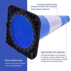 6 Pack 18" Inch Blue PVC Traffic Cones with Heavy-Duty Base, High-Visibility All-Weather Safety Cones for Road Construction, Parking Lot, and Garage Use (6, Blue, 18" Medium)