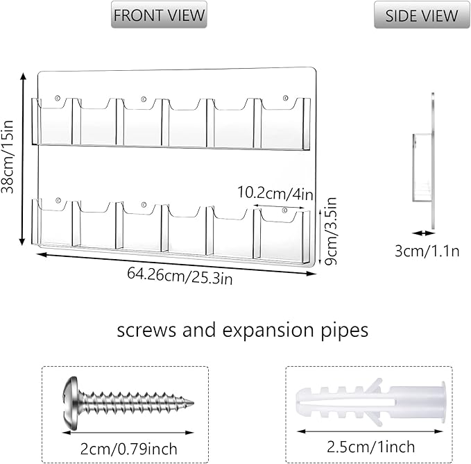 Eersida Acrylic Brochure Pamphlet Holder Brochure Display Stand Business Tri Fold Multi Slot Holder Rack Wall Mount Clear Pocket Space Saver for Flyer Literature Menu Advertise(12 Pockets)