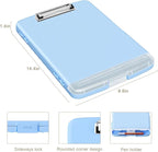 Piasoenc Clipboard with Storage, 8.5 x 11 Organization Box with Pen Holder and A4 Legal Paper Folder, Folio & Side-Opening, Low Profile Clip,for Nurses,Teachers, Size 14 x 9.6 x 1.2 in, Dark Blue