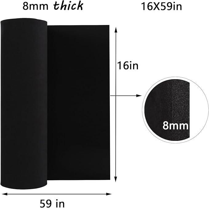 AMZQNART EVA Foam 8mm, Cosplay Foam 16 x 59in (6.5sqft) Black, Suitable for Large Cosplay Modeling, DIY Projects, Crafts, Ultra High Density 90 kg/m3