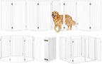 Metal Freestanding Dog Gates with Door for Outdoor Indoor,160'' Extra Wide 36'' Tall Free Standing Dog Gate for Doorways,Large Openings,Deck,Yard,Porch,Foldable Pet Fence (White,8 Panels)