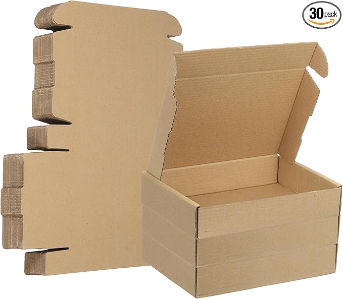 PATIKIL 8 x 6 x 1.6 Inch Shipping Boxes, 31 Pack Hard Corrugated Cardboard Box Cute Carton Boxes Literature Mailer for Mailing Packaging Small Business Gift Storage, Brown