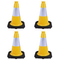4 Pack 12 Inch Yellow PVC Traffic Cones with Black Base, Durable Sports Training Markers for Gym, Indoor & Outdoor Activities (4, Yellow, 12 Inch)