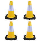 4 Pack 12 Inch Yellow PVC Traffic Cones with Black Base, Durable Sports Training Markers for Gym, Indoor & Outdoor Activities (4, Yellow, 12 Inch)