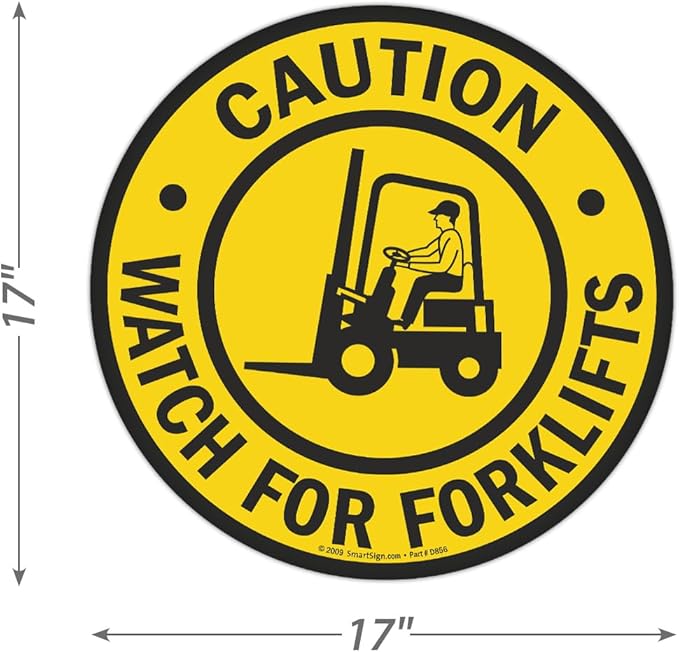 SmartSign - SF-0098-FO-17 "Caution - Watch For Forklifts" Anti Slip Adhesive Floor Sign | 17" x 17" Black on Yellow