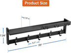 29'' Coat Rack Wall Mount with Shelf, Coat Hanger Wall Mount with Key Hooks and Mail Holder, Wood Entryway Floating Shelf with Hooks and Storage, Hat Rack for Wall Key Holder Mail Organizer