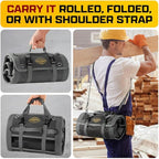 The Ryker Bag Black Pro Tool Roll – Heavy-Duty Canvas Roll-Up Tool Organizer w/detachable pouches for Bolts, Sockets & Small Power Tools for Electricians, Plumbers, HVAC Techs & DIY Professionals