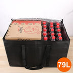 Bodaon 1PK Thermal Insulated Food Delivery Bag with Hard Bottom - 3X-Large Catering Cooler Bag for Hot and Cold Meals - Ideal for Commercial Pizza Transport, Grocery, Restaurants, and Events. Black