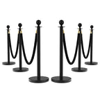 6Pcs Stainless Steel Stanchion Posts with 5ft Red Velvet Ropes - Crowd Control Barriers & Queue Line Kit with 26ft Red Carpet for Wedding, Party, Theater Supplies