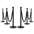 6Pcs Stanchions and Velvet Ropes, Black Stanchions with Retractable Belts, Crowd Control Barriers with Hollow Base, Red Carpet Ropes and Posts for Event & Party Supplies