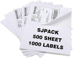 SJPACK 1000 Half Sheet Self Adhesive Shipping Labels, 8.5" x 5.5" Address Labels for Laser & Inkjet Printers(1000 labels-500 Sheet)