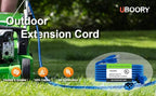 Outdoor Extension Cord Waterproof 50 FT, Blue 14/3 SJTW Heavy Duty, Flexible 100% Copper 3 Prong Extension Cord for Lawn, Garage,UL Listed