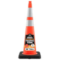 Xpose Safety 36 Inch Orange Slim Line Traffic Cones Heavy Duty 12lb with 6" & 4" Collars, 1 Pack Multipurpose PVC Plastic Safety Cone for Parking, Soccer, Caution, Kids & Construction - DOT Approved