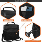 opux Insulated 2 Deck Lunch Bag for Men Women, Large Dual Compartment Cooler Bag for Work School Picnic, Leakproof with Strap for Kid Adult (Black)