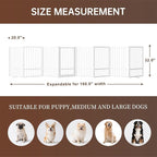 8 Panels Full Metal Freestanding Dog Gates with Door, 160” W x 32” H Folding Pet Gate Fence with Support Feet for Indoor,Stairs, Hallways and Doorways(White)