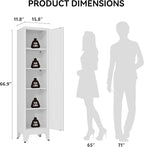 COFaR 67" Tall Pantry Cabinet, White Storage Cabinet with Magnetic Door & 4 Adjustable Shelves, Slim Freestanding Cupboard for Kitchen, Bathroom, Living Room